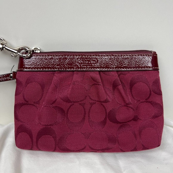 Coach Signature "C" Wristlet, Burgundy - Picture 3 of 7